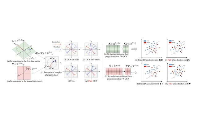 Figure 1 from the paper: Illustration of FR-CCA with the sensitive attribute sex as an example (female and male)